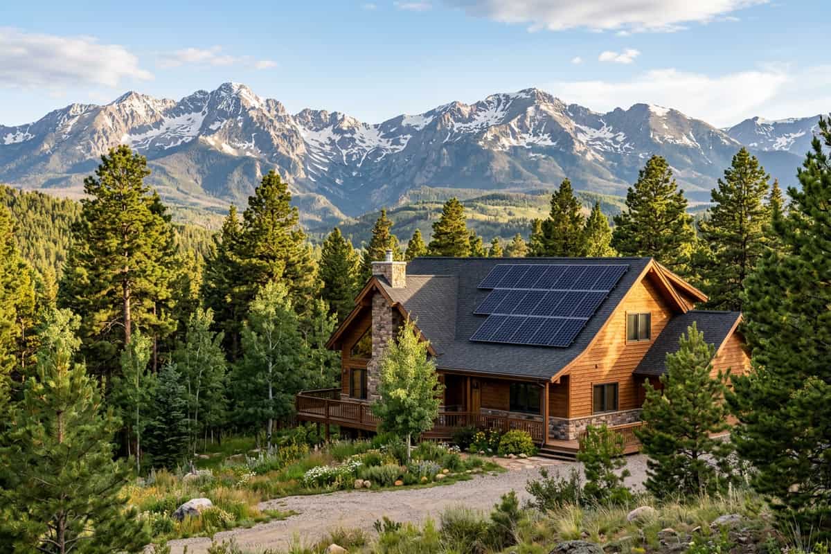 Rooftop solar panels on a Mountain-West home with a mountain backdrop in Utah.